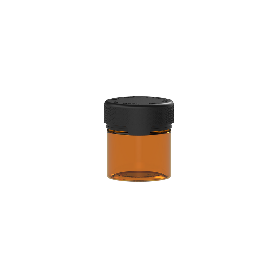 60CC/2FL.OZ/60ML Aviator CR - Container With Inner Seal & Tamper - Translucent Amber With Opaque Black Lid - Copackr.com