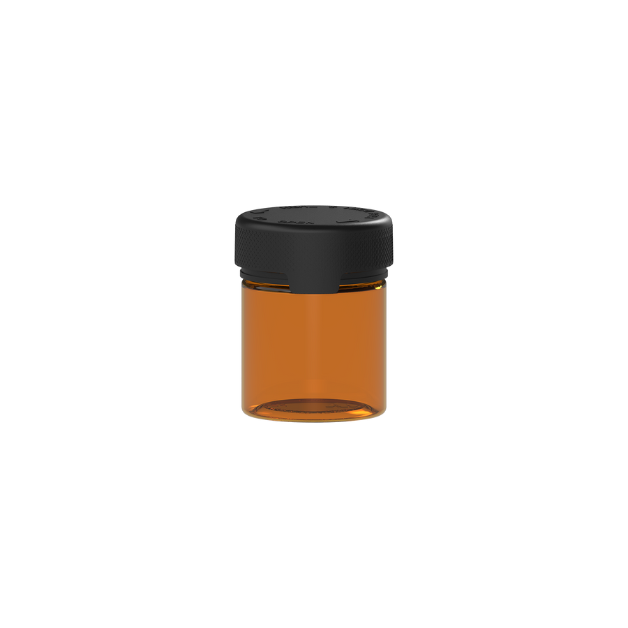 90CC/3FL.OZ/90ML Aviator CR - Container With Inner Seal & Tamper - Translucent Amber With Opaque Black Lid - Copackr.com