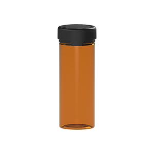 240CC/8FL.OZ/240ML Aviator CR - Container With Inner Seal & Tamper - Translucent Amber With Opaque Black Lid - Copackr.com