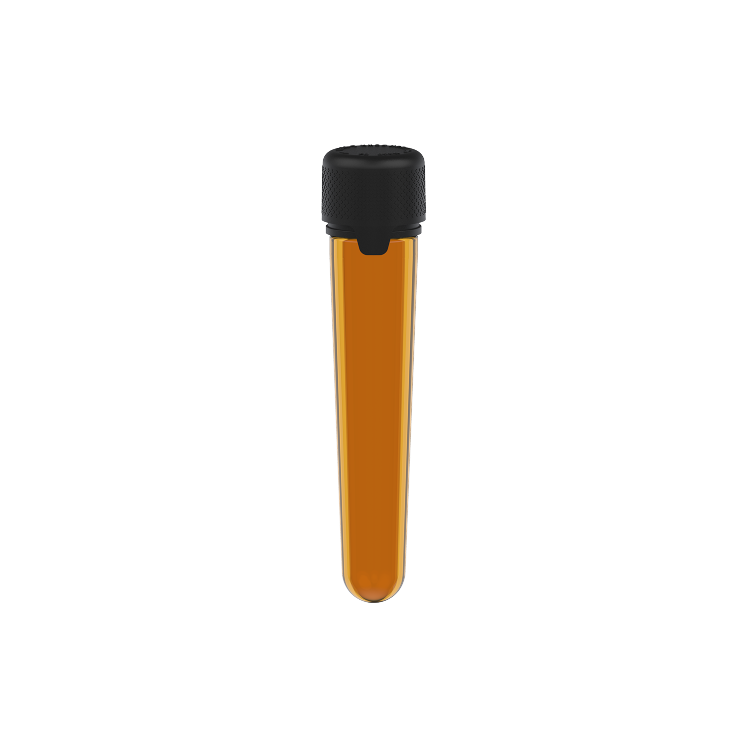 AVIATOR CR - TUBE 100MM WITH INNER SEAL & TAMPER - TRANSLUCENT AMBER WITH OPAQUE BLACK LID - Copackr.com