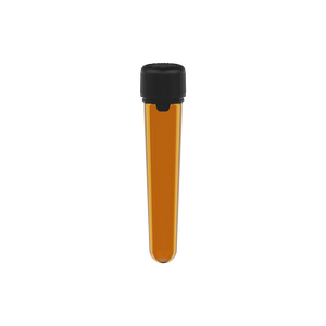 AVIATOR CR - TUBE 100MM WITH INNER SEAL & TAMPER - TRANSLUCENT AMBER WITH OPAQUE BLACK LID - Copackr.com