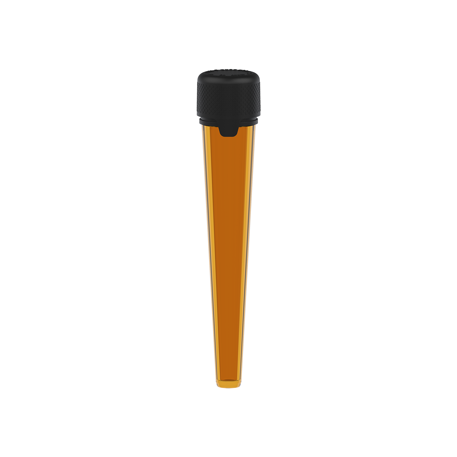 AVIATOR CR - TUBE 113MM WITH INNER SEAL & TAMPER - TRANSLUCENT AMBER WITH OPAQUE BLACK LID - Copackr.com