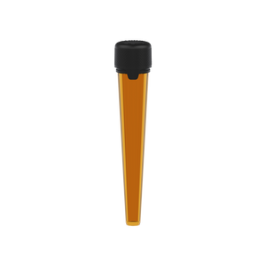AVIATOR CR - TUBE 113MM WITH INNER SEAL & TAMPER - TRANSLUCENT AMBER WITH OPAQUE BLACK LID - Copackr.com