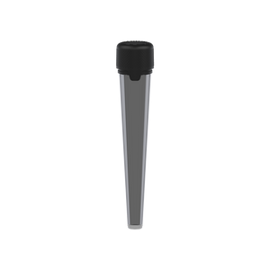 AVIATOR CR - TUBE 113MM WITH INNER SEAL & TAMPER - TRANSLUCENT BLACK WITH OPAQUE BLACK LID - Copackr.com