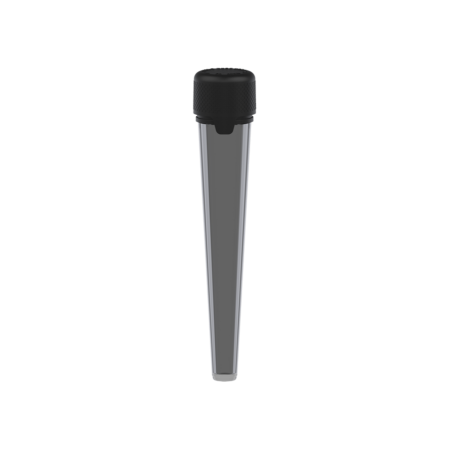 AVIATOR CR - TUBE 113MM WITH INNER SEAL & TAMPER - TRANSLUCENT BLACK WITH OPAQUE BLACK LID - Copackr.com