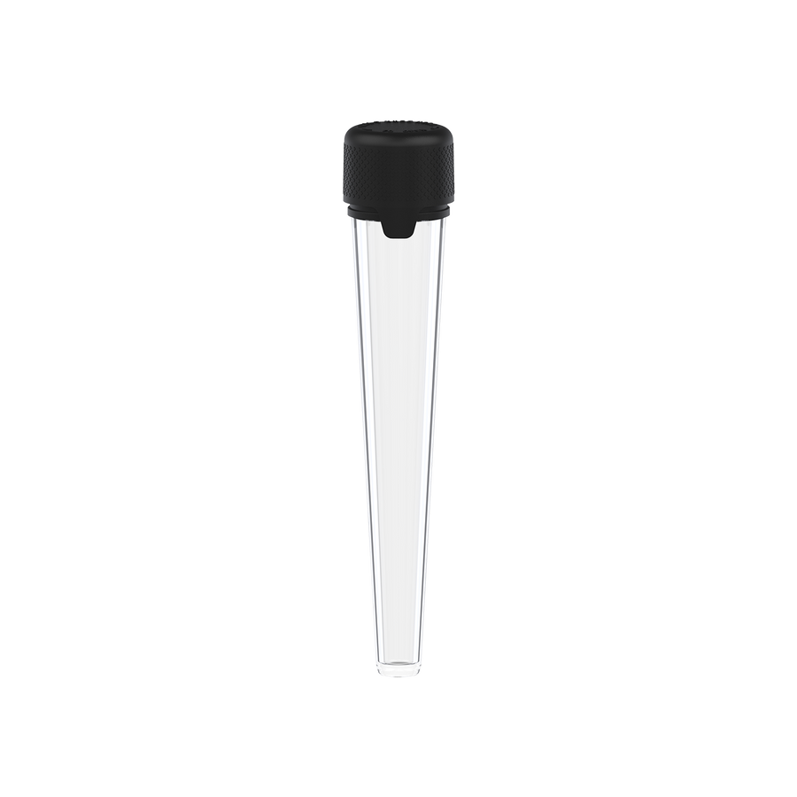 AVIATOR CR - TUBE 113MM WITH INNER SEAL & TAMPER - CLEAR NATURAL TRANSPARENT WITH OPAQUE BLACK LID - Copackr.com