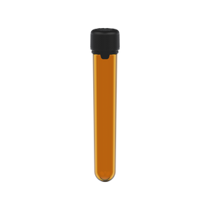 AVIATOR CR - TUBE 120MM WITH INNER SEAL & TAMPER - TRANSLUCENT AMBER WITH OPAQUE BLACK LID - Copackr.com