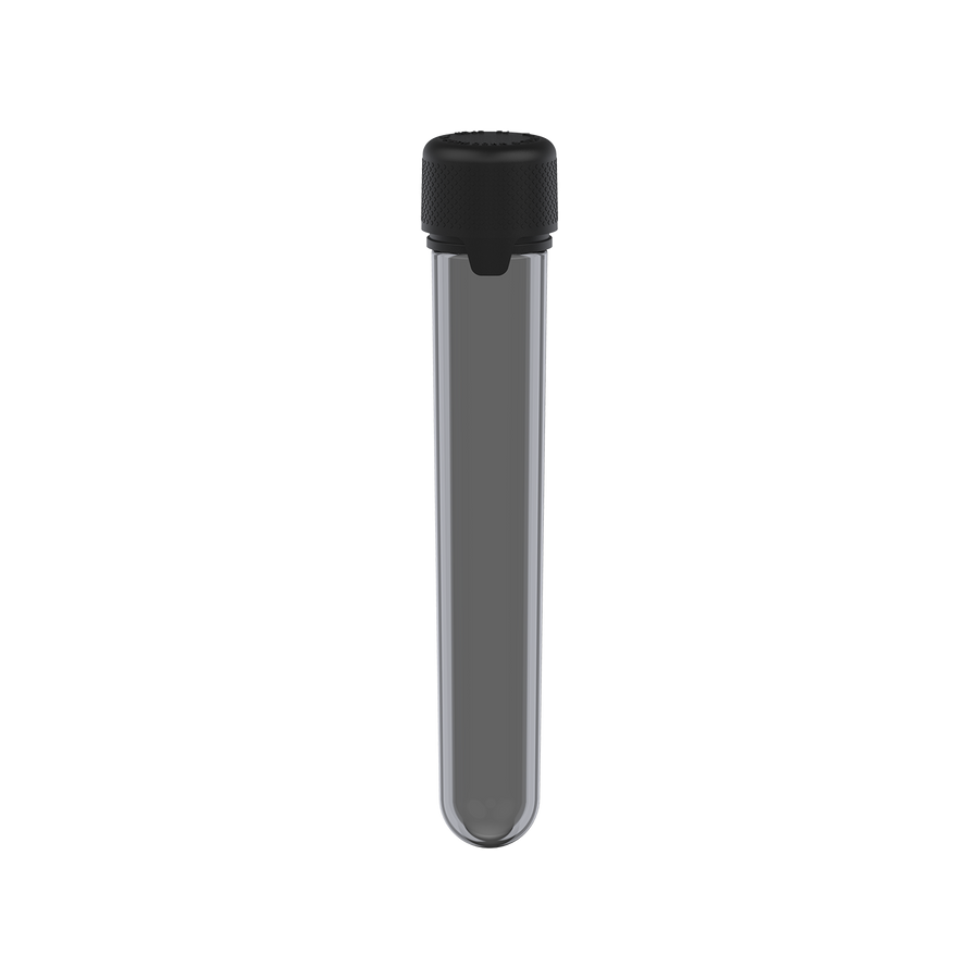 AVIATOR CR - TUBE 120MM WITH INNER SEAL & TAMPER - TRANSLUCENT BLACK WITH OPAQUE BLACK LID - Copackr.com