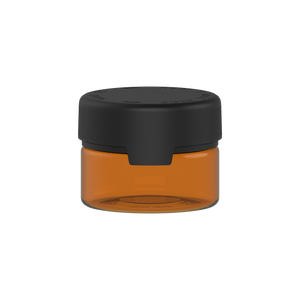 220CC/7.5FL.OZ/220ML Aviator CR - XL Container With Inner Seal & Tamper - Translucent Amber With Opaque Black Lid - Copackr.com