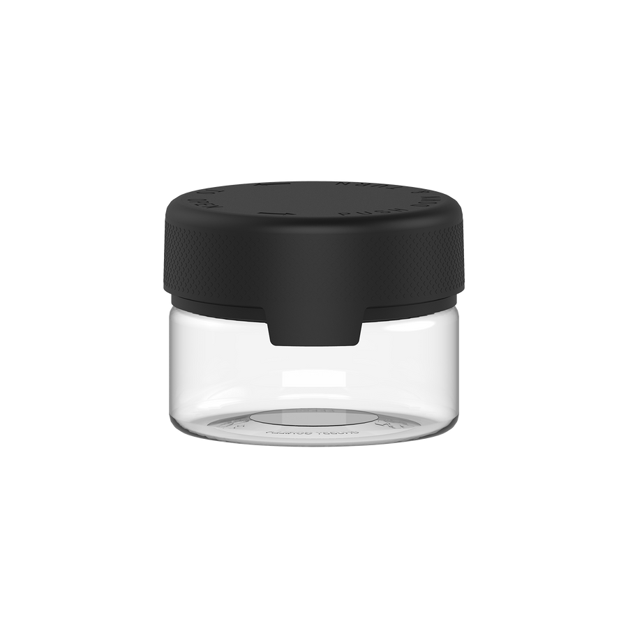 220CC/7.5FL.OZ/220ML Aviator CR - XL Container With Inner Seal & Tamper - Clear Natural With Opaque Black Lid - Copackr.com