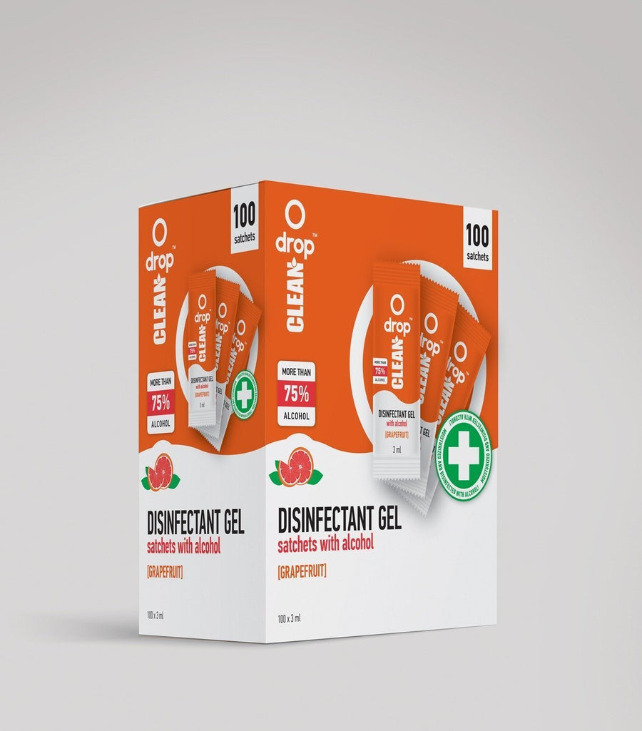 Sachet with Disinfectant Alcohol Gel 75% - Grapefruit Scent - 100x 3ml - Copackr.com